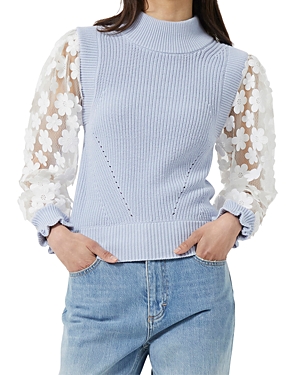 French Connection Juri Mozart Floral Applique Jumper In Crystal Clear