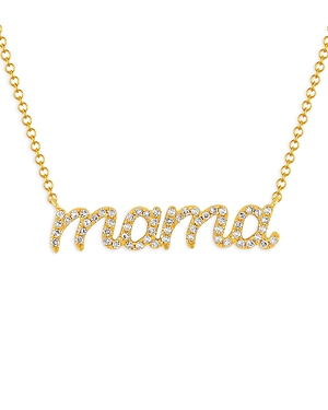 14K Yellow Gold Diamond Mama Script Collar Necklace, 16-18