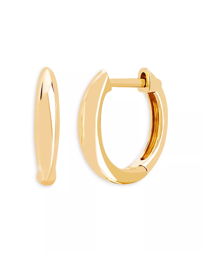 Ef Collection 14K Yellow Gold Polished Dome Huggie Hoop Earrings