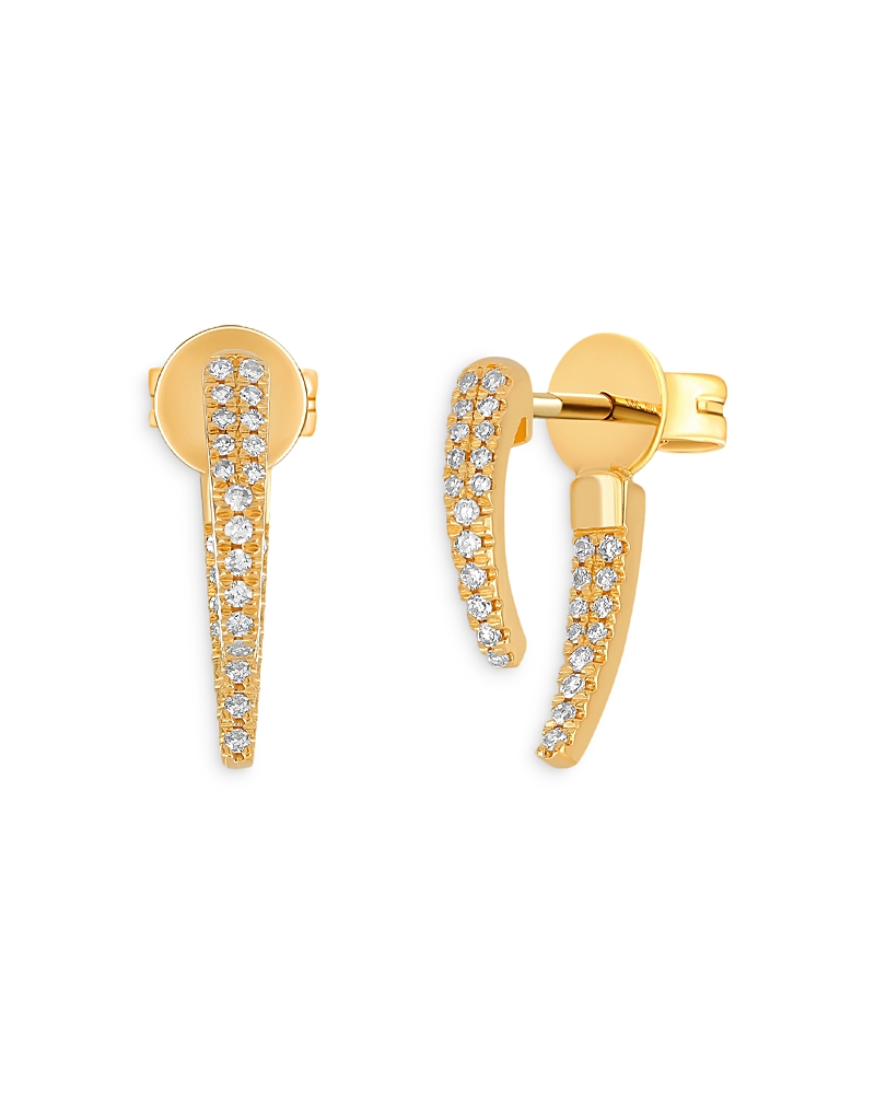Ef Collection 14k Yellow Gold Diamond Front Back Earrings In Gold