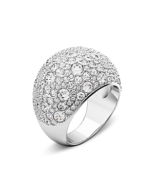 Shop Swarovski Luna Crystal Dome Statement Ring In Silver