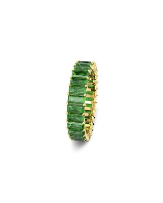 Matrix Green Baguette Crystal Stack Ring in Gold Tone