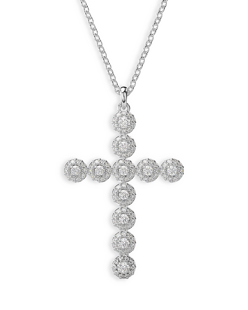 Swarovski Insigne Crystal Cross Pendant Necklace, 15.75-18.5 In Silver
