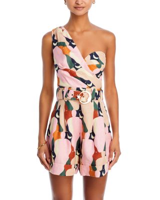 ♡ RANCLIC one shoulder rompers♡ She+Sky Hot Pink One Shoulder Ruffle Romper | Lime Lush Boutique