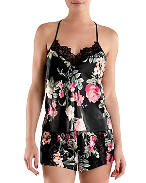 Shop In Bloom By Jonquil Holiday Romance Luxe Satin Cami & Shorts Set In Black