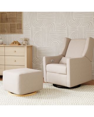 Kiwi Gliding Ottoman with Light Wood Base