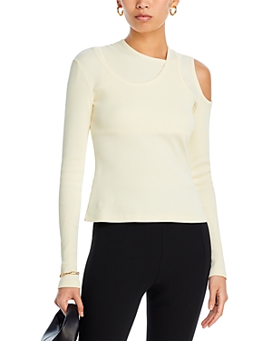 Shop A.w.a.k.e. A.w.a.k.e Mode Cotton Jersey L Sleeve Top In Ivory
