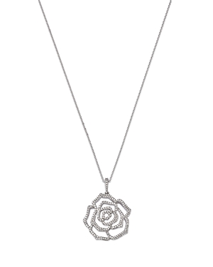 Bloomingdale's Diamond Rose Flower Pendant Necklace In 14k White Gold, 0.50 Ct. T.w.