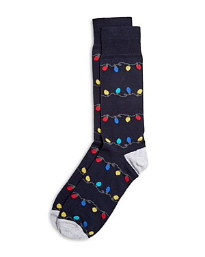 The Men's Store At Bloomingdale's Holiday Lights Cotton Blend Socks - 100% Exclusive In Navy