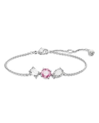 Swarovski - Mesmera Clear & Pink Mixed Cut Link Bracelet in Rhodium Plated