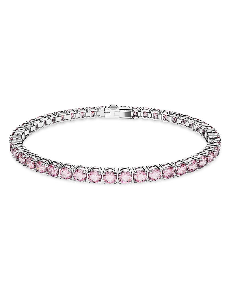 Swarovski Matrix Tennis Bracelet With Purplish Pink Crystals In Pink/silver