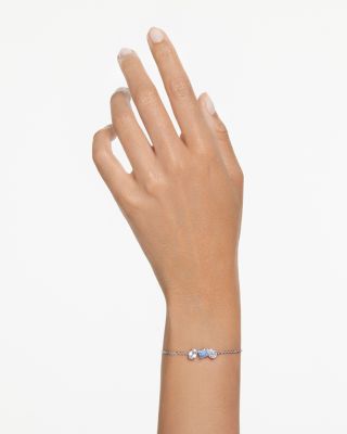 Mesmera Clear & Blue Mixed Cut Crystal Link Bracelet in Rhodium Plated