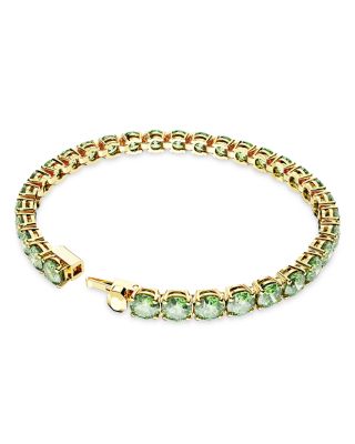 Matrix Blue Crystal Large Tennis Bracelet in Gold Tone