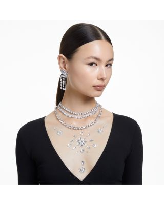 Matrix Square Cut All Around Collar Necklace in Rhodium Plated, 14.87"-16.5"