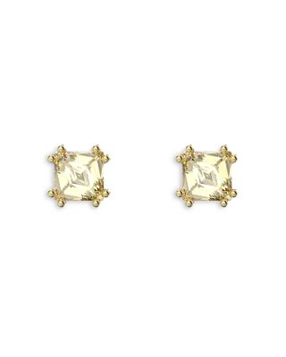 Swarovski Stilla Yellow Square Stud Earrings in Gold Tone