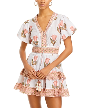 Shop Bell Mindy Tassel Tie Mini Dress In Peach Tulip