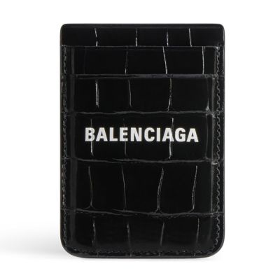Balenciaga - Cash Magnet Card Holder Crocodile Embossed