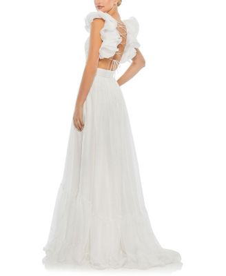 ●Mac Duggal●フリルティアードカットアウトシフォンドレス Mac Duggal Ruffle Tiered Cut-Out Chiffon Gown | Bloomingdale's