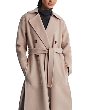 Reiss Sasha Wool Blend Double Breasted Coat In Neutral