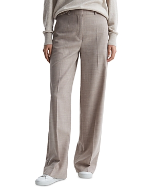 Reiss Oatmeal Wool Blend Wide Leg Suit Trousers In Oatmeal