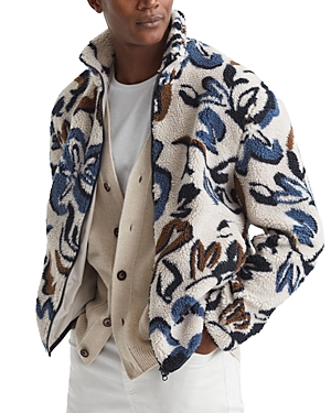 Shop Reiss Cadet Fleece Full Zip Jacket In Multi