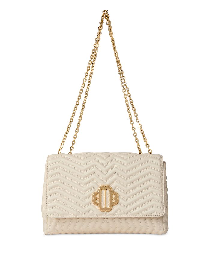 Shop Maje Clover Quilted Leather Chain Bag In Vanilla