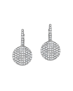 Shop Phillips House 14k White Gold Affair Diamond Pave Small Disc Leverback Drop Earrings