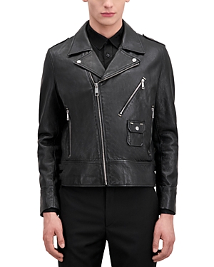 The Kooples Asymmetrical Zip Front Leather Jacket In Black