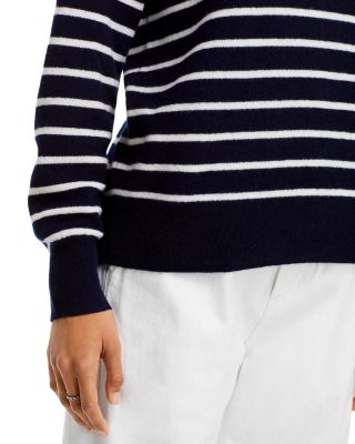 100% Cashmere Mock Neck Quarter Zip Striped Sweater - Exclusive