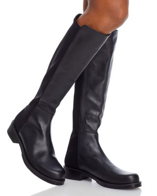 Women's Halfnhalf Bold Leather & Stretch Knee High Boots 