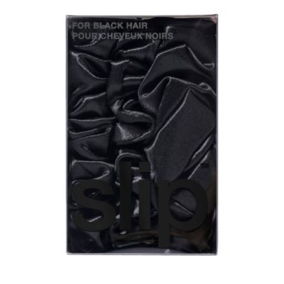 Pure Silk Back to Basics Midi/Large Scrunchies in Black, Set of 3