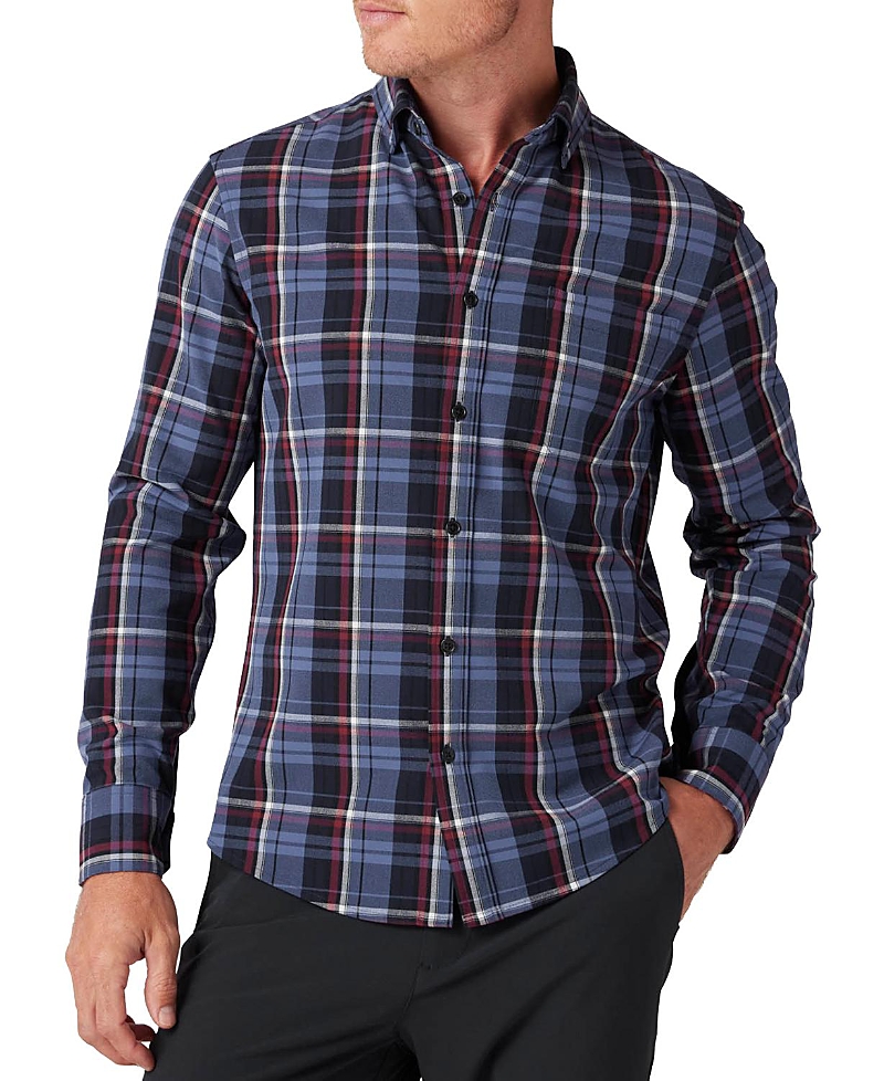Mizzen + Main City Trim Fit Coastal Fjord Plaid Flannel Button-down Shirt In Coastal Fjord Bryant Plaid