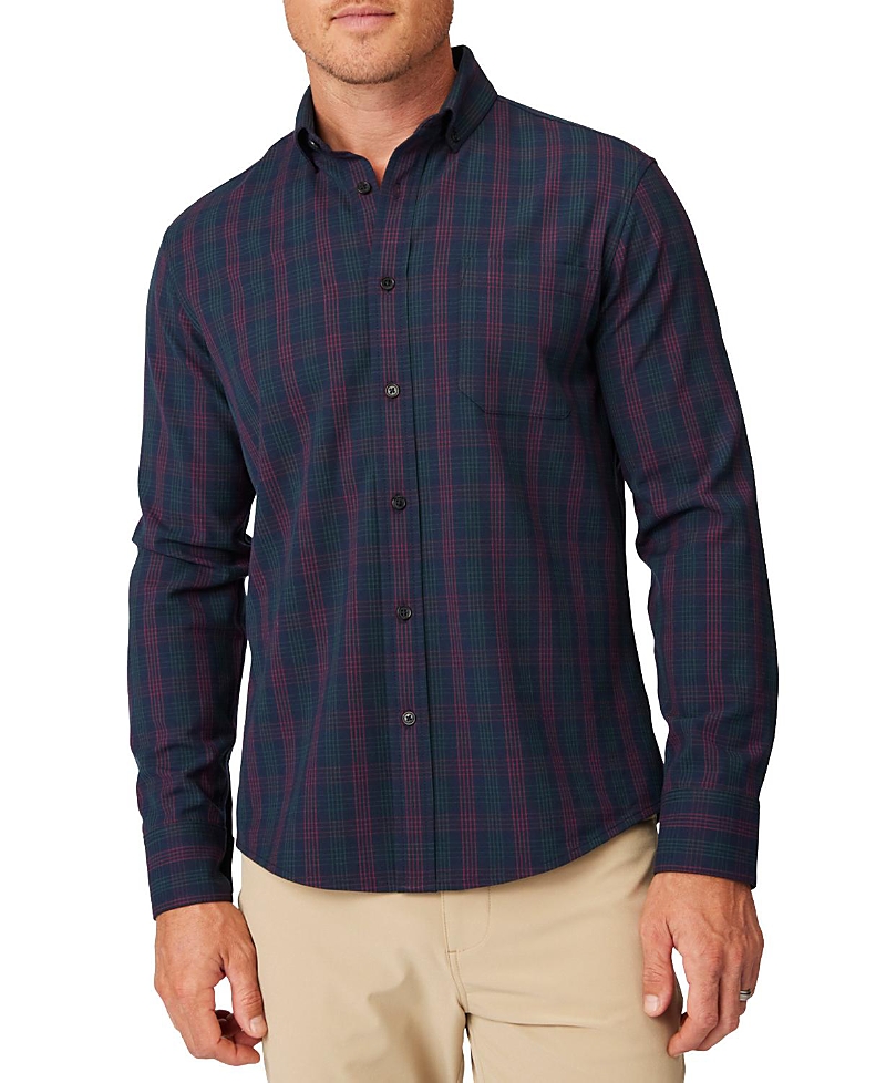Mizzen + Main City Trim Fit Navy Broadway Plaid Flannel Button-down Shirt In Navy Broadway Plaid