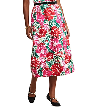 Vineyard Vines Floral Cotton & Silk Faille Midi Skirt In Brush