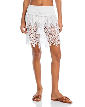 Shop Ramy Brook Ailani Lace Mini Skirt Swim Cover-up In White