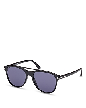 Shop Tom Ford Damian 02 Pilot Sunglasses, 54mm In Black/blue Mirrored Solid