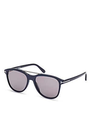 Shop Tom Ford Damian 02 Pilot Sunglasses, 54mm In Blue/gray Solid