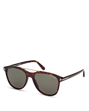 Shop Tom Ford Damian 02 Pilot Sunglasses, 54mm In Havana/gray Solid