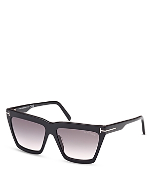 Shop Tom Ford Eden Geometric Sunglasses, 56mm In Black/gray Gradient