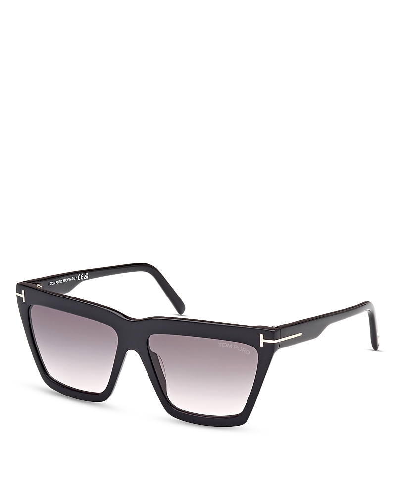 Tom Ford Eden 56mm Gradient Geometric Sunglasses In Black/gray Gradient