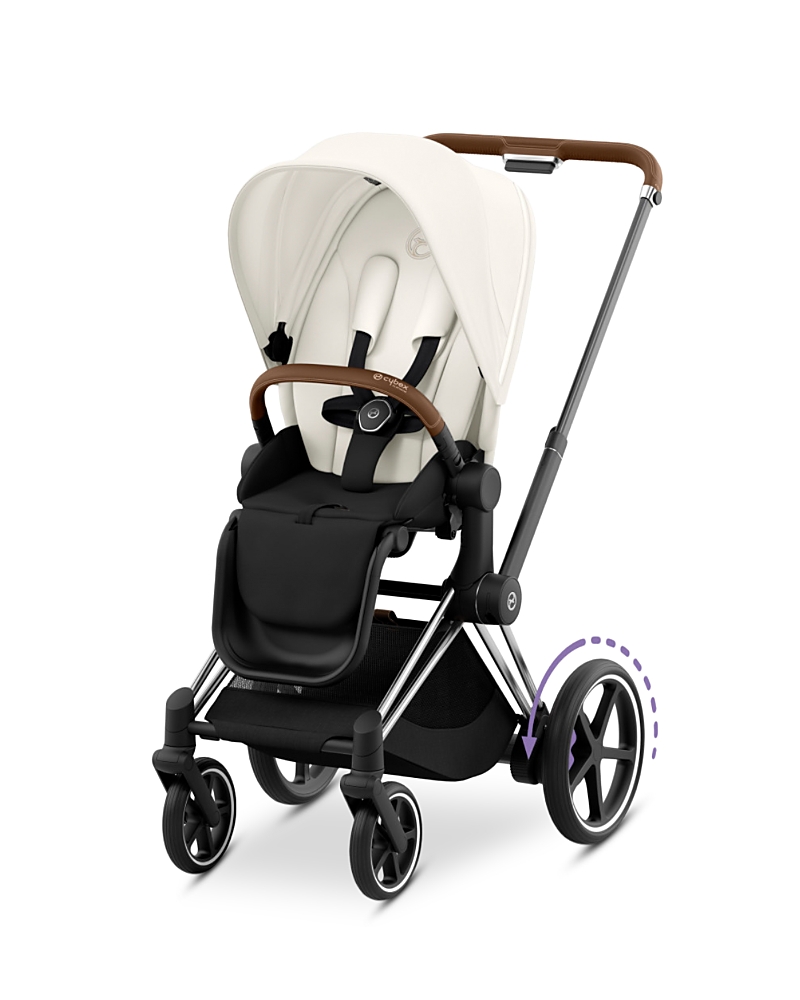 Cybex E-priam 2 Smart Stroller In Chrome/brown In Chrome/brown/off White