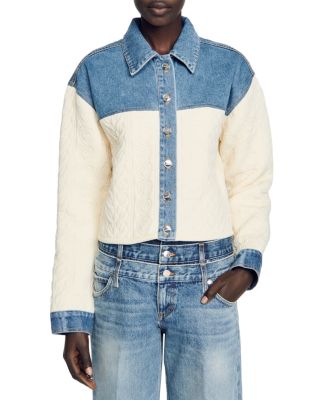 Sandro Ralph Denim Trim Coatigan