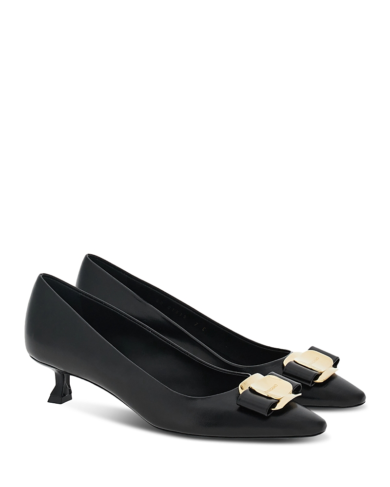 Ferragamo Women's Zelma Leather Kitten Heel Pumps