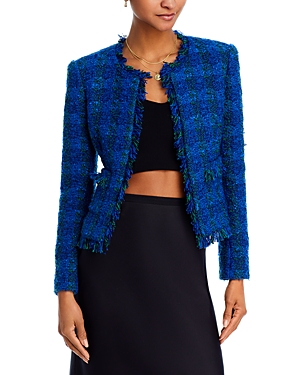 L Agence Angelina Tweed Blazer In Pop Cobalt