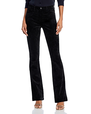 Shop L Agence L'agence Selma High Rise Baby Bootcut Corduroy Jeans In Black