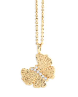 Pav&eacute; Butterfly Pendant Necklace in 18K Gold Plated, 16"-17" 