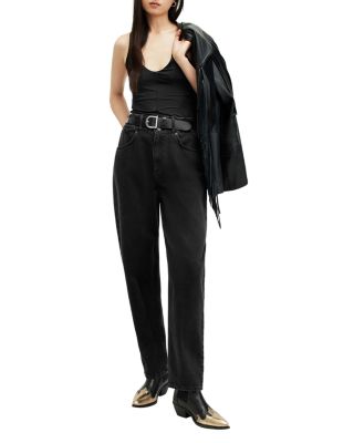 Hailey High Rise Tapered Jeans in Black