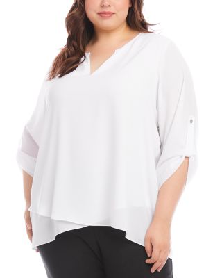 Karen Kane Plus Split Neck Asymmetric Top