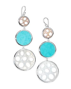 Ippolita Sterling Silver 925 Polished Rock Candy Multi Stone Cut Out Triple Drop Earrings In Multi/silver