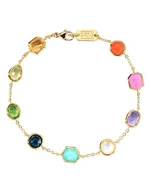 Shop Ippolita 18k Yellow Gold Rock Candy Multi Stone Summer Rainbow Link Bracelet